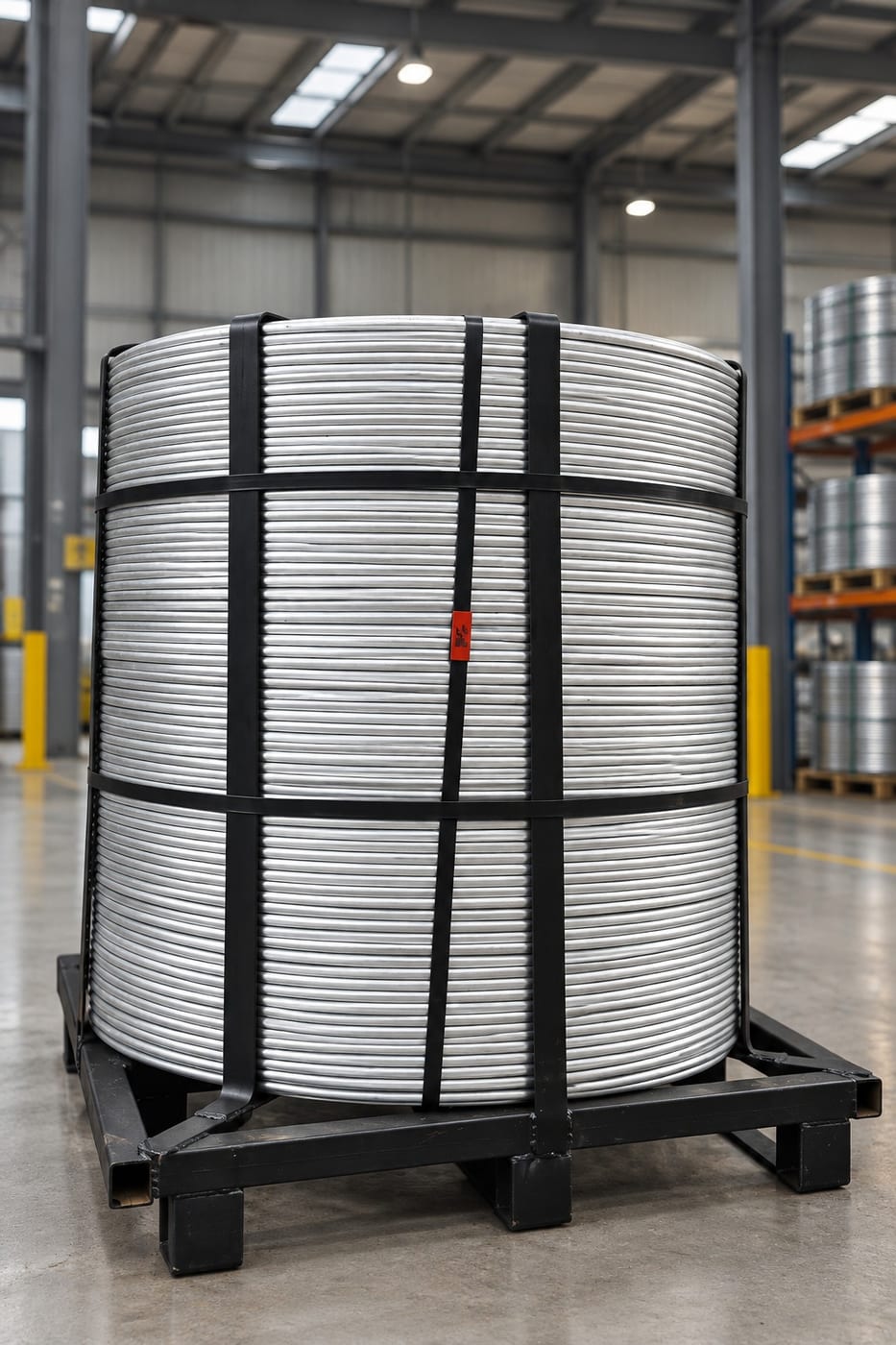 Aluminium wire rod coil on pallet — Sarthak Metals Limited
